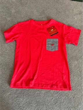 Southern Marsh Youth Large Red T-Shirt with Checkered Pocket